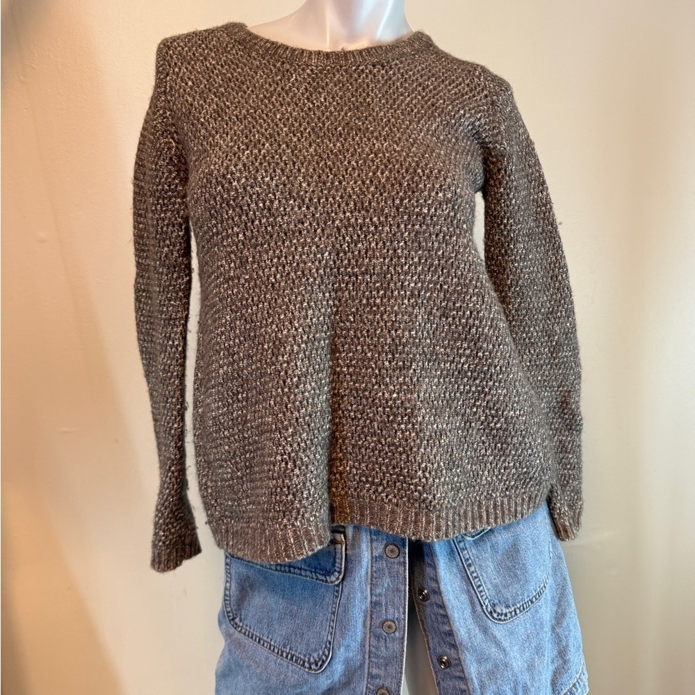 MASSIMO DUTTI ITALIAN YARN MADE IN TURKEY SWEATER TAN CREAM METALLIC SMALL